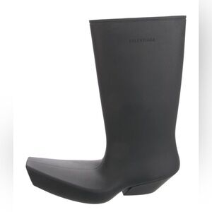 Balenciaga Matte Black Square-Toe Knee Boot